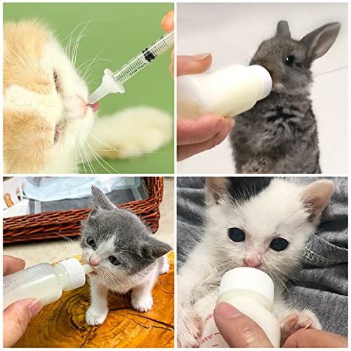 Suxgumoe Kitten Puppy Feeding Bottles and Syringes with Nipples, Small Animals Milk Bottles Feeding Tools for Newborn Kittens, Puppies, Rabbits - color: White