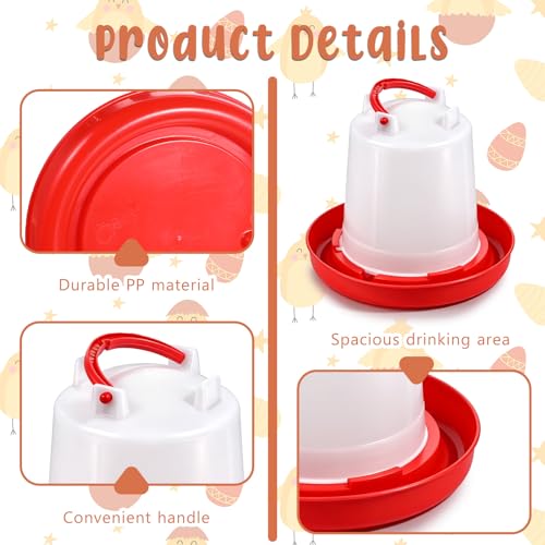 6 Pack Chick Waterer, 1L Poultry Water Feeder Plastic | Poultry Drinker with Handle, Chicken Water Dispenser, Waterer Hanging Poultry Water Container for Chickens Quail