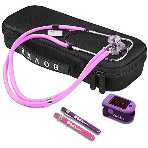 BOVKE Stethoscope Case for 3M Littmann Classic III Monitoring, Lightweight II S.E, Cardiology IV Diagnostic Stethoscopes - Extra Room fits Pen Light Scissors Pulse Oximeter Nurse Accessories, Black | Lightweight II S.E/ MDF Acoustica Stethoscopes Hard Bag
