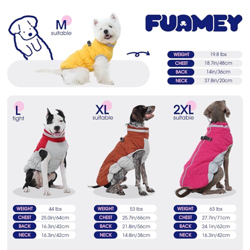 Dog Coat for Large Dogs, Fleece Dog Winter Jacket with Harness | Puppy Cold Weather Coats Reflective Pet Puffer Vest with Zipper Water-Resistant Warm Dogs Snowsuit Windproof Rose Pink XL - color: Rose Red, size: XL(chest:30in）