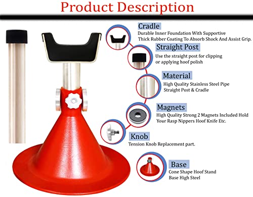 Standard Horse Size Hoof Farrier Stand - Red + Hoof Knife