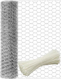 TOYPOPOR Chicken Wire 16in x 66ft(40cm x 20m), Outdoor Anti-Rust Hexagonal Galvanized Chicken Wire Mesh Fencing to Protect Gardening Plants Vegetables Flowers Fruits from Dogs Rabbits Squirrels, 16ft - size: 16 in x 66 ft (100 Ties)