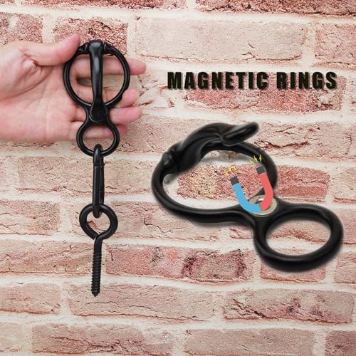 2pcs Horse Tie Ring, Heavy Duty Tie Ring Horse Training Equipment with Eye Bolt,Quick snap,Humane and Safe Tie Way,Black - style: Black-2PCS