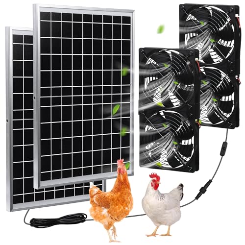 Glooglitter Solar Panel Fan Kit Solar Waterproof Exhaust Fans 15w Panel 2 Pcs High Speed Dc Brushless Fan for Attic Shed Barn Chicken Coop Greenhouse DIY Cooling Ventilation Project (2 Sets)