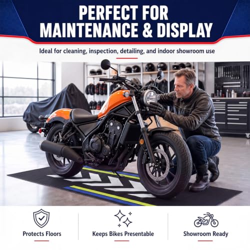 Drydiet Motorcycle Mat Garage Floor Rug Washable Parking Mats for Garage Floors Non Slip Oil Absorbent Pad Rubber Backing Layer Protects Floor(Arrow Style,98 x 31 Inch) - size: 98 X 31 Inch, style: Arrow Style