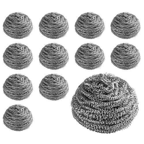 New Star Foodservice Extra Large (50 Grams) Stainless Steel Sponges Scrubbers, Set of 12