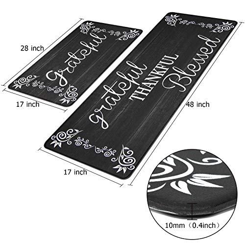 HEBE Anti Fatigue Kitchen Mat Set of 2 Non Slip Cushioned Kitchen Mats for Floor Waterproof Farmhouse Kitchen Rugs and Mats Set Comfort Standing Desk Mat Carpet for Sink,Office,Laundry | Non Slip Waterproof Kitchen Rug and Runner Set, Farmhouse PVC Foam C