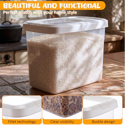 2 Pack 18 Lbs Airtight Dog Food Storage Container with Scoops | 2 Measuring Cups, Flip Lids, Clear Bins with Markings, Preserve Freshness, Pet Dog Cat Rice Grain Treat Storage - size: 18 Lbs