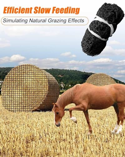 6x6ft Round Bale Hay Net, Knotless Slow Feeder Hay Net for Horses | Fits Round Bales 4x4 5x5 6x6ft and Square Bales 3x3x8 4x4x8 5x5x8ft, for Horses Cattle Sheep, with 1.75in Holes - size: 6x6Ft