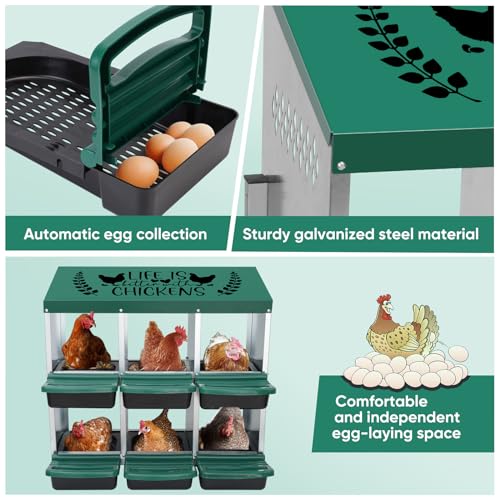 Tgeyd Nesting Boxes - 6 Holes for Laying Eggs - Chicken Brooder Box with Perch - Coops for Up to 24 Chickens - size: 6Holes