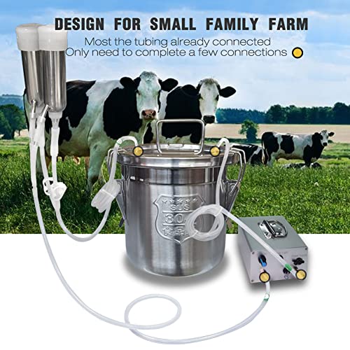 12L Cow Milking Machine, Plug-in Pulsation Pump Milker (Classic) | Pulsation System, Speed Adjustable, Auto Stop Check Valve, SUS304 Stainless Steel Bucket, Food-grade material - color: for Cow, size: 12L