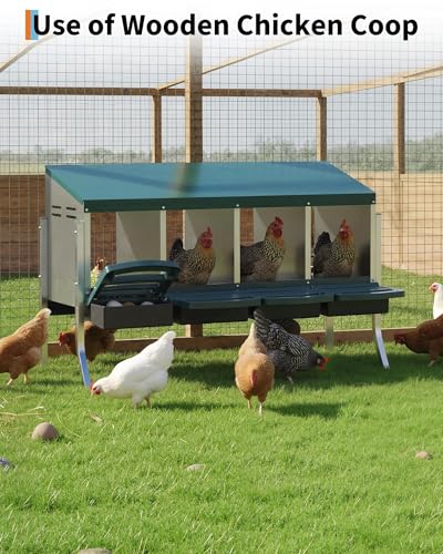 Metal Chicken Nesting Box with Easy-Collect Tray & Lid – 3/4/2x2 Compartment Heavy Duty Roll Away Nesting Boxes for Chickens, Wall Mount or Freestanding, Galvanized Steel Hen Laying Box for Coop