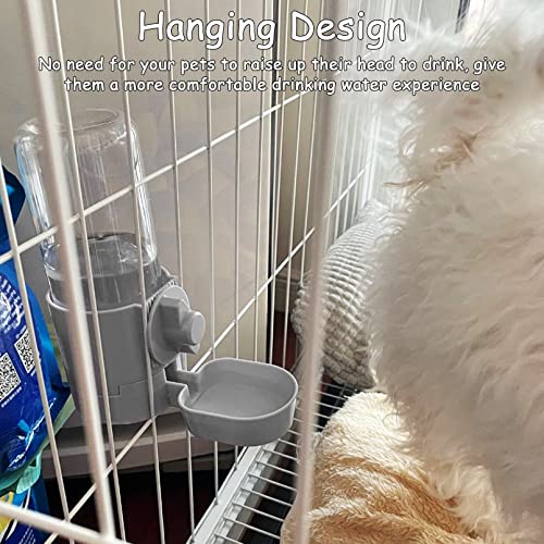 Tfwadmx Rabbit Watter Bottle 17oz Hanging Guinea Pig Automatic Water Dispenser No Drip Small Animal Cage Water Feeder Bowl for Bunny Chinchilla Hedgehog Ferret 2PCS (Blue) - color: Gray Watere 2pcs