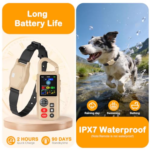 4-in-1 Wireless Dog Fence System for Medium Large Dogs, Remote Training | Invisible Electric Dog Fence for Stubborn Dogs, 3300FT Range, IPX7 Waterproof, Real-Time Display, Indoor & Outdoor Use, Khaki