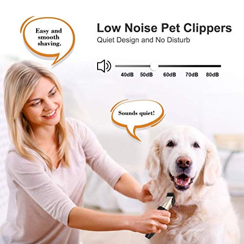 Power Display Dog Clippers Cordless Dog Grooming Kit Professional Horse Clippers Detachable Blade with 4 Comb Guides, Low Noise Pet Clippers Rechargeable Pet Grooming Tools for Dogs Cats Pets