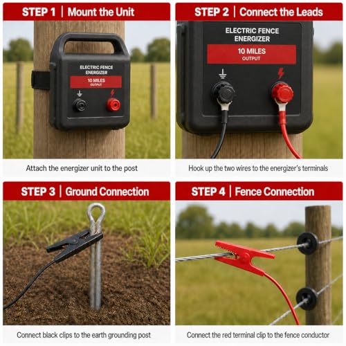 Fence Lead Copper Wire with Alligator Clips for Electric Fence Charger, Wide Compatibility for Solar Fence Charger, Energizer, Wire Fencing & Electric Fence Tester