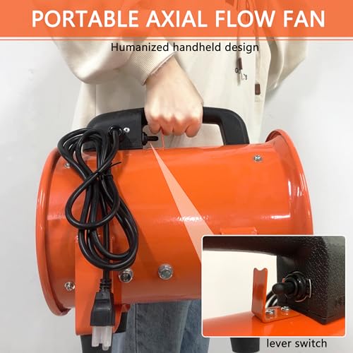Utility Blower Fan 14 Inch Portable Axial Exhaust Fan 820W 3016CFM High Velocity Ventilator with 32FT Duct Hose for Exhausting & Ventilating at Home and Job Site - size: 14 Inch