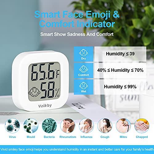Vaikby Indoor Thermometer 4Pack, Humidity Gauge Meter Digital Hygrometer Room Thermometer for Home, Hight Accurate Temperature and Humidity Monitor, Large LCD Display Fahrenheit or Celsius - size: ℉/℃