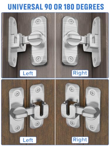 90/180 Degree Flip Barn Door Lock, Sliding Door Latch, Silver-2PC | Protect Privacy - Security Lock, Small Gate Latches Hardware for Barn, Garden, Bathroom, Cabinet, Window - color: Silver-2PCS