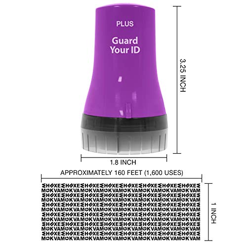 Guard Your ID Wide Identity Theft Protection Roller Stamp, 3-Pack for Mail - color: Purple, size: Wide 3-Pack