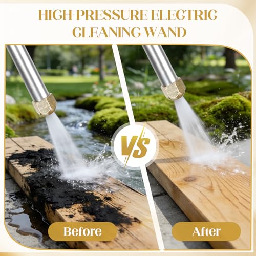 Jet Nozzle for Garden, High Pressure Washer Tools with 2 Different Nozzles and Hose Quick Connectors, Quick Connect Flexible Wand Lance for Gutter Patio Car Pet Window Garden Cleaning at Home