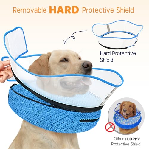 Supet Raised Inflatable Dog Cone Alternative Collars for After Surgery, Dog Donut Collar After Surgery, Soft Pet Cone for Small Medium Large Dogs to Stop Licking - color: Blue, size: M(Neck 9"-12.5")