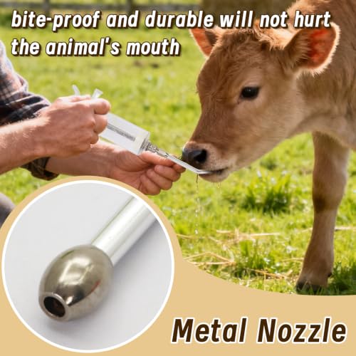 2 Pcs Goat Syringe Reusable Adjustable Goat Drench Syringe with 2 Drench Nozzle and Needles, Feeding Supplies for Cattle, Sheep, Goats, Horse, Pig, Dog (White, 50ML) - color: White, size: 50ML
