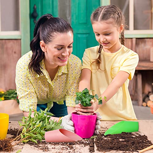 6 Pcs Bonsai Soil Scoops Plastic Garden Shovels Garden Tool Bucket Shovel Colorful Small mini Potting Scoop for Plant Flower Succulent