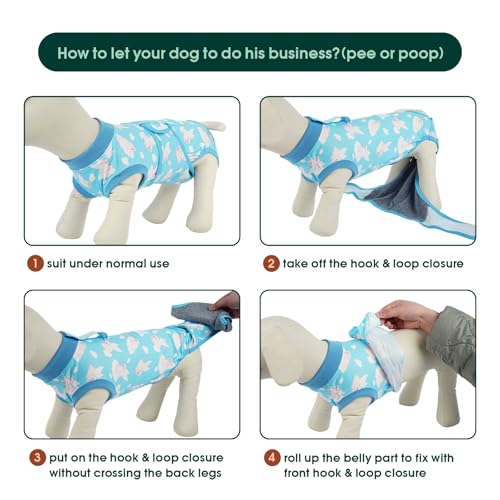 Kuoser Recovery Suit for Dogs Cats, Soft Dog Surgery Suit Female Male Spay | Professional Dog Onesie for Surgery, Substitute E-Collar & Cone, Prevent Licking Dog surgical suit Pet Neuter Suit - color: Fly Piggy, size: X-small (Back:8.3-11.4'', Weight:4-7