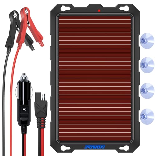 POWOXI 3.3W 12V Solar Battery Charger Trickle Maintainer Kit for Car | Smart Charge Controller | Waterproof | Intelligent Safety Protections | for Boat, Marine, RV, Automotive, Motorcycle, Trailer - color: Solar Powered Battery Chargers 3.3w
