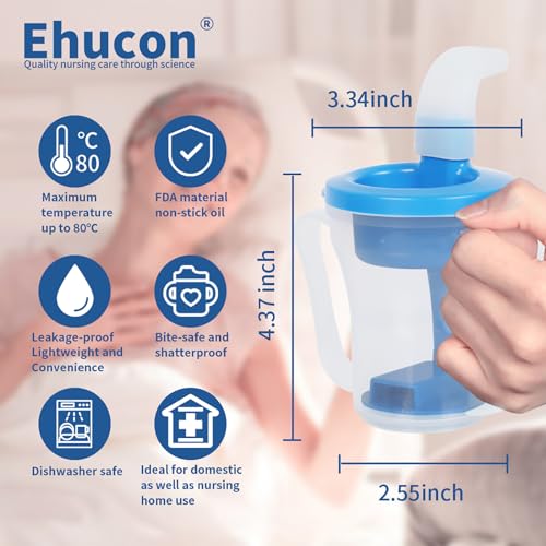 Dysphagia Regulating Drinking Cup for Swallowing and Disorders People,Dispenses 5cc or 10cc of Liquid Each Time,No Thickener is Used.Helps to Prevent Choking（Blue-Pack of 2） - color: Blue-Pack of 2
