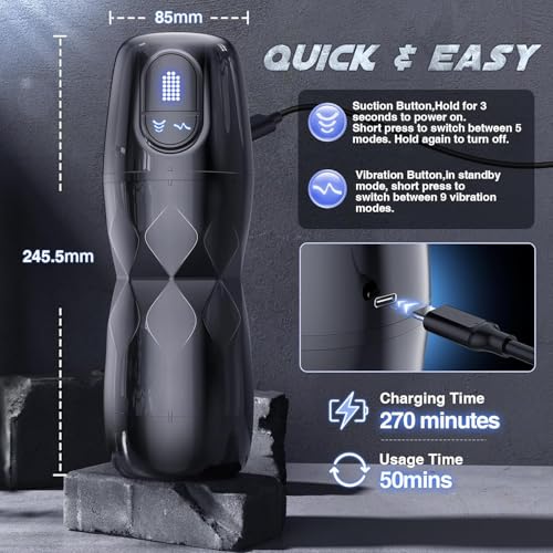 Masturbador para Hombre Male Milking Machine Male Masterburbatar with APP Control, Strong Vacuum Pump & 5 Sucking 9 Vibrating YA21