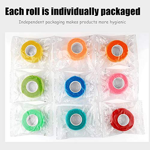 12 Pack Self Adhesive Bandage Wrap, 1" x 5 Yards, Cohesive Athletic Tape | Athletic Elastic Cohesive Bandage for Sports Injury,Strain,Knee & Wrist,Ankle Sprains & Swelling First Aid - size: 1x180 Inch (Pack of 12)
