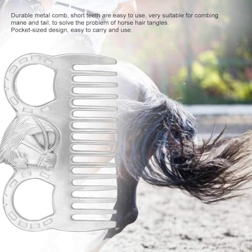 Metal Horse Comb, 4inch Stainless Metal Pulling Combs Horse Mane Comb Horse Tail Comb Mini Pocket Combs Horse Grooming Comb Livestock Comb for Cleaning Hair Removing Loose Undercoat Knots, Silver
