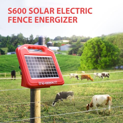 S600 Solar Electric Fence Charger - 35 Mile Range, 0.65 Joules Powerful Solar Fence Charger, Ideal for Livestock and Garden Protection - size: S600