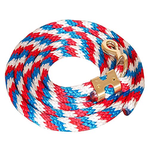 Mustang Poly Lead Rope 9ft. with Bolt Snap - color: Red/White/Blue
