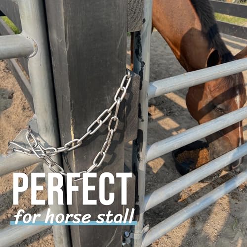 304 Stainless Steel Gate Chain 550lbs Capacity - 20" x 5/32" with M7 Carabiners, Chain Link Gate Latch for Outdoor Fence Livestock,Safety Hanging Metal Chain with 2 Carabiners, Black - color: 20in - Black - 1 Pack, size: 4mm