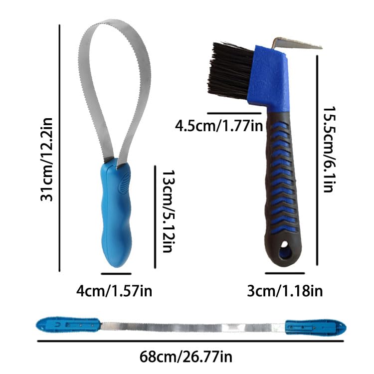5Pcs Horse Grooming Kit – Shedding Blade & Hoof Pick Brushes, Stainless Steel Deshedding Tool for Horses, Pony, and Long-Haired Equines