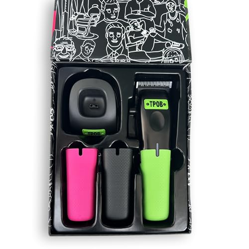 TPOB Play Barber Hair Clippers for Men 7500 RPM with Rubber Grips (Black/Green/Pink) - color: Black/Green/Pink