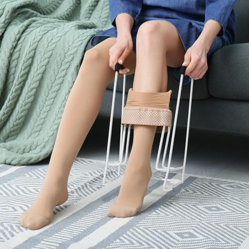 Zipcase Stocking Donner, for Medium Calves Less Than 18" in Circumference | Sock Aid Tool to Put on Compression Socks, Compatible for JOBST,SB SOX,CHARMKING,FITRELL,Bluemaple,COOLOVER, White - size: Medium