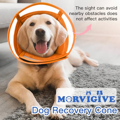 Soft Cone for Large Dogs to Stop Licking - Adjustable Recovery E-Collar for After Surgery, Neuter & Wound Protection,Lightweight Breathable Pet Elizabethan Collar to Prevent Biting (Orang, XL) - color: Orange, size: X-Large