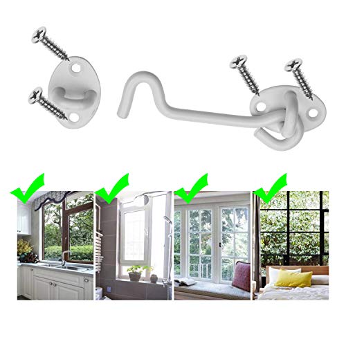 Kare & Kind Hook and Eye Latch (4-inch) - with Mounting Screws - Heavy Duty Locks for Door, Gates, Barns, Bathrooms, Cabins (2-White) - style: 2-White