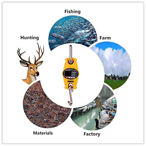 Klau SF-918 Digital Hanging Crane Scale, Yellow, 300 Kg / 600 lb | Heavy Duty, For Home Farm Hunting - color: Yellow