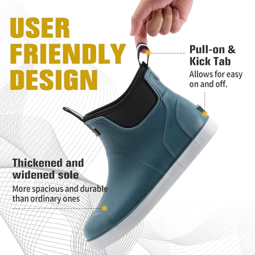 Men's Deck Boots, Waterproof Ankle Rain Boots Men Anti-Slip Traction, Outdoor Rubber Fishing Garden Boots High-Performance Shoes for Farming - color: Blue, size: 6