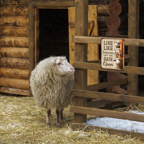 Sheep Sign Decor - Keep Gate Closed Sheeps Metal Signs, Gifts For Sheep Lovers Aluminum Rust Free 9" X 11", Pre-Drilled Holes, Weather