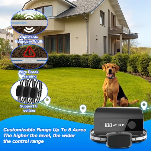 Electric Fence for Dogs,2026 Underground Dog Fence System for 2 Dogs | IPX7 Waterproof Training Collar with Tone Shock Correction Modes, rechargeable battery, and up to 3/4 Acre coverage - size: For 2 dogs