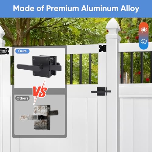Gate Latch, BARNSMITH Heavy Duty Double Side Gate Latches, Matte Black Fence Latch, Garden Door Latch, Pool Gate Latch - size: GT01-L