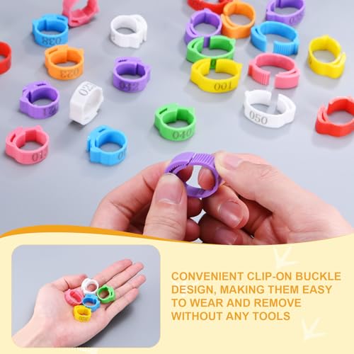 M METERXITY 50-Pack Adjustable Chickens Leg Bands, 17-22 mm Plastic Poultry Identification Chicken Leg Rings for Turkey/Duck/Goose/Chicks, Colorful Numbered Foot Clip on Tags [Blue] - color: Blue