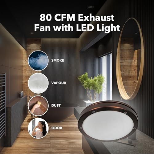 Hunter Oasis 80 CFM Bathroom Exhaust Fan - Hunter Ceiling Fan with Light and Night Light – Imperial Bronze