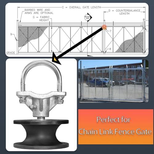 Cantilever Gate Rollers,Rolling Cantilever,Slide Gate Rollers, Nylon Rollers for 4" Round Post,2-3/8" or 2-1/2" Chain Link Fence Gate Frames, Gate Roller Sliding Gates, Chain Link Gate Roller-1pcs